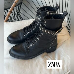 ZARA Vegan Leather Black Boots